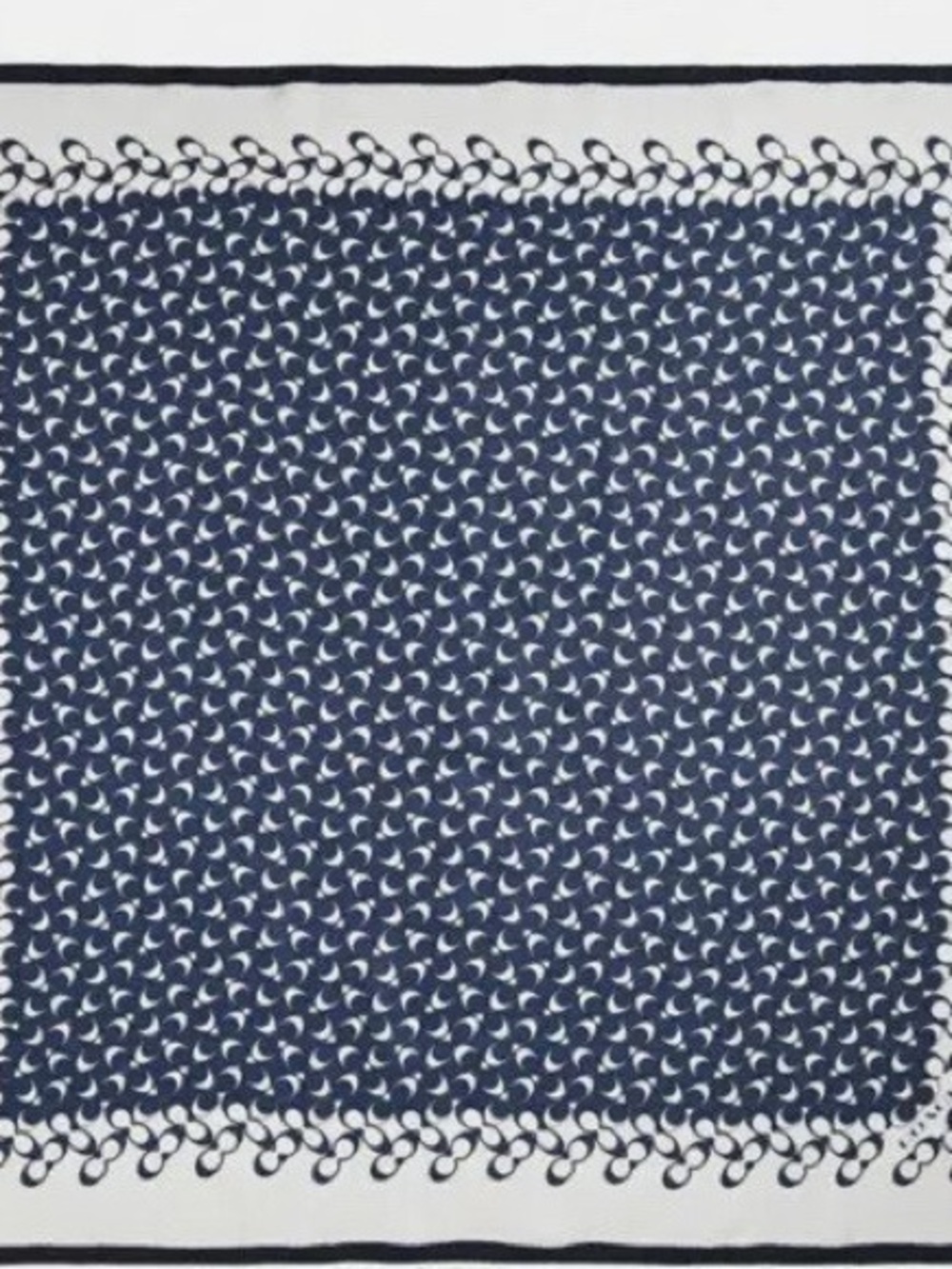 Coach Navy Blue and White Printed Silk Scarf